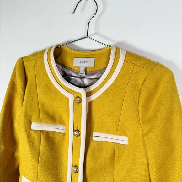 J.Crew Mustard Yellow Wool Trimmed Button Jacket - Picture 3 of 9
